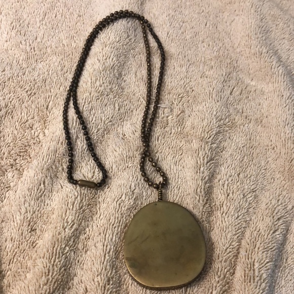 Vintage Brass Rose Cutout Pendant on 13.5” Brass Beaded Chain - Picture 2 of 4